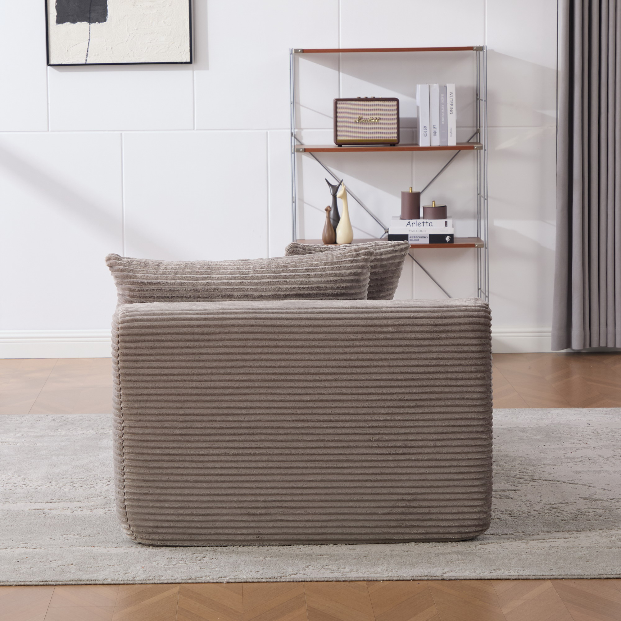 Méridienne Canapé Salon Moderne en Tissu Chenille Gris Foncé avec Coussin Confortable pour Pièce à Vivre