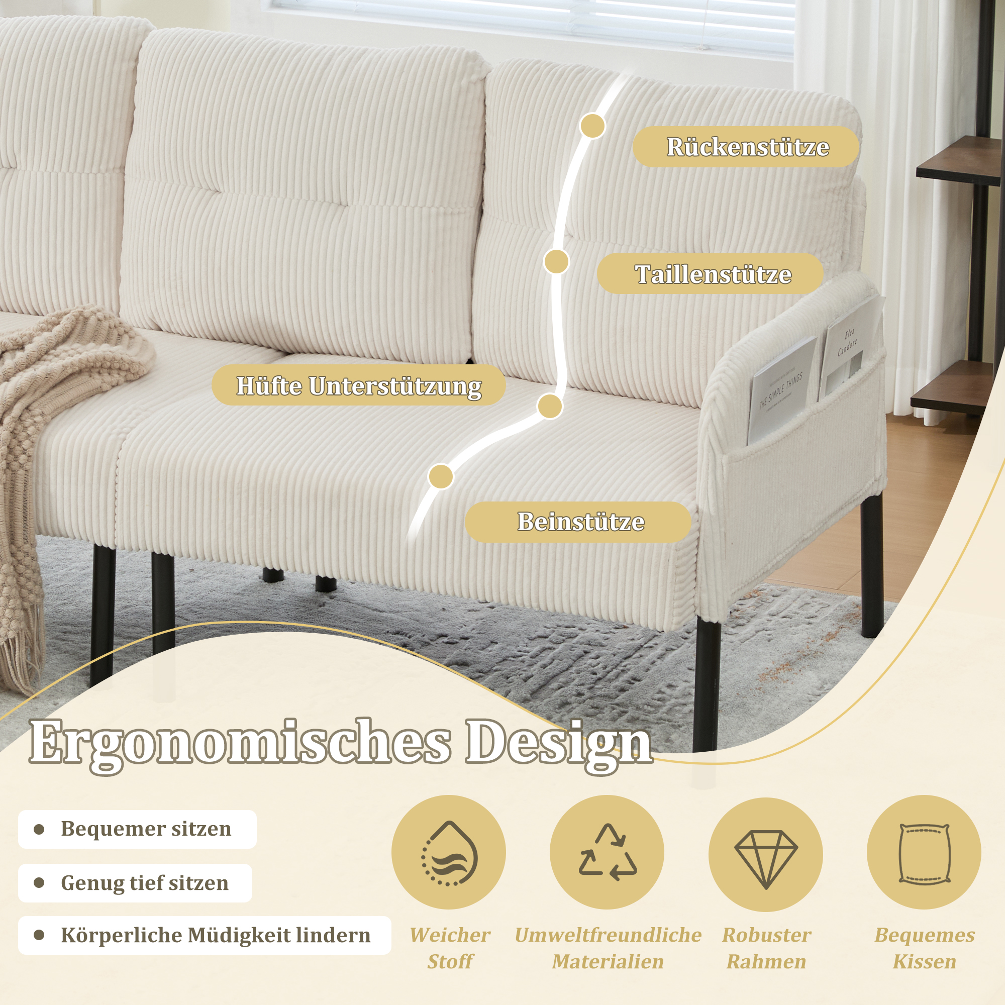 Dossier et accoudoirs ergonomiques