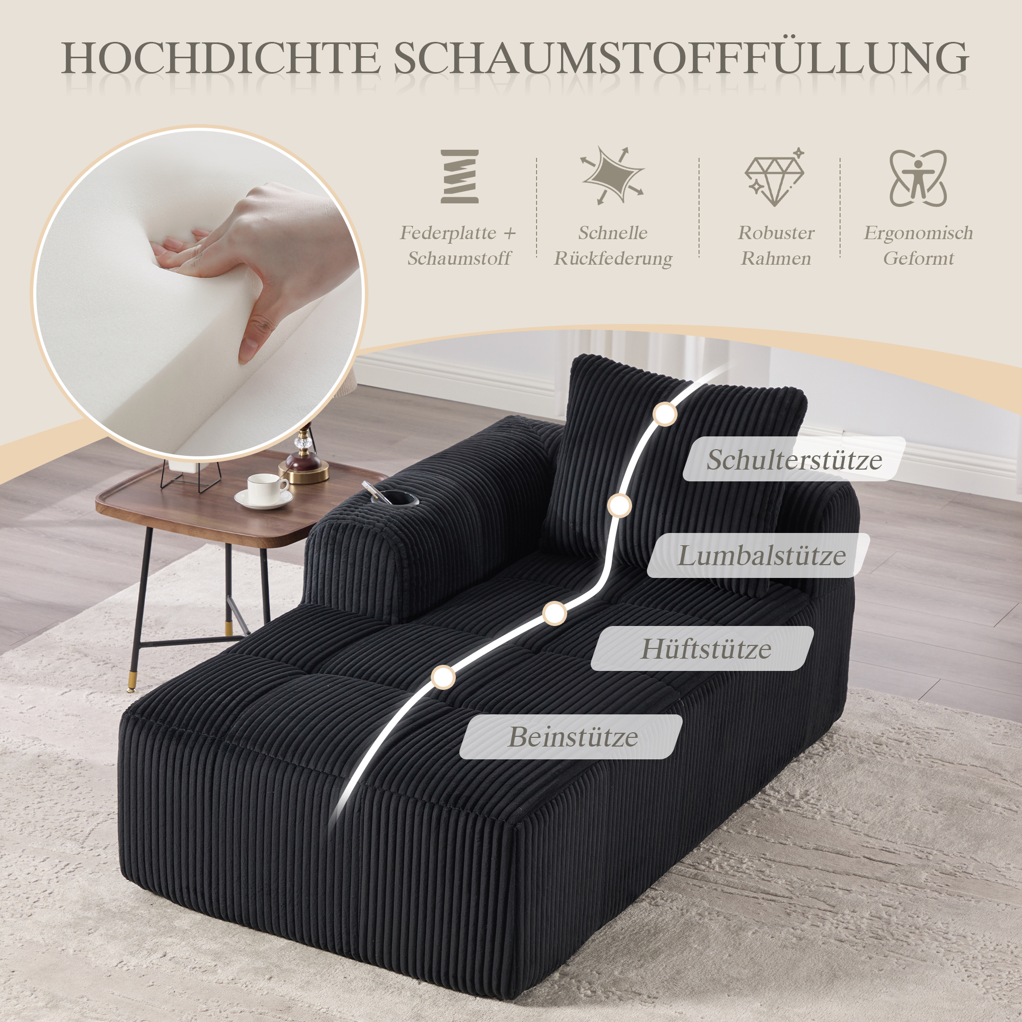 Mousse haute densité et ressorts intégrés pour un bon maintien