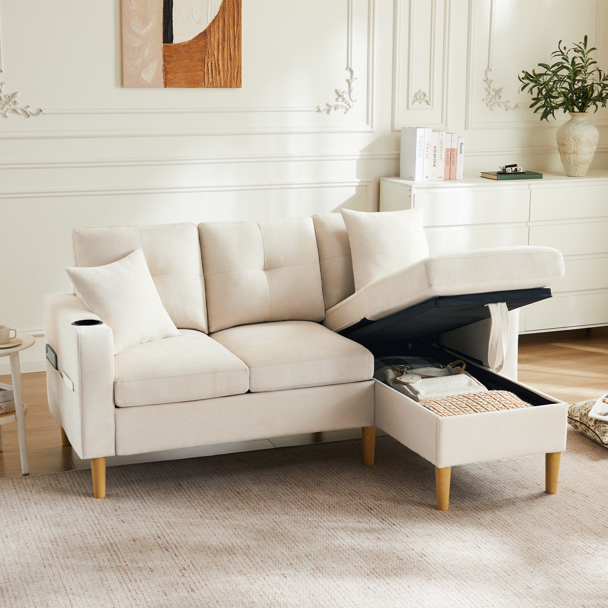 Rangement sous assise et tiroir intégré