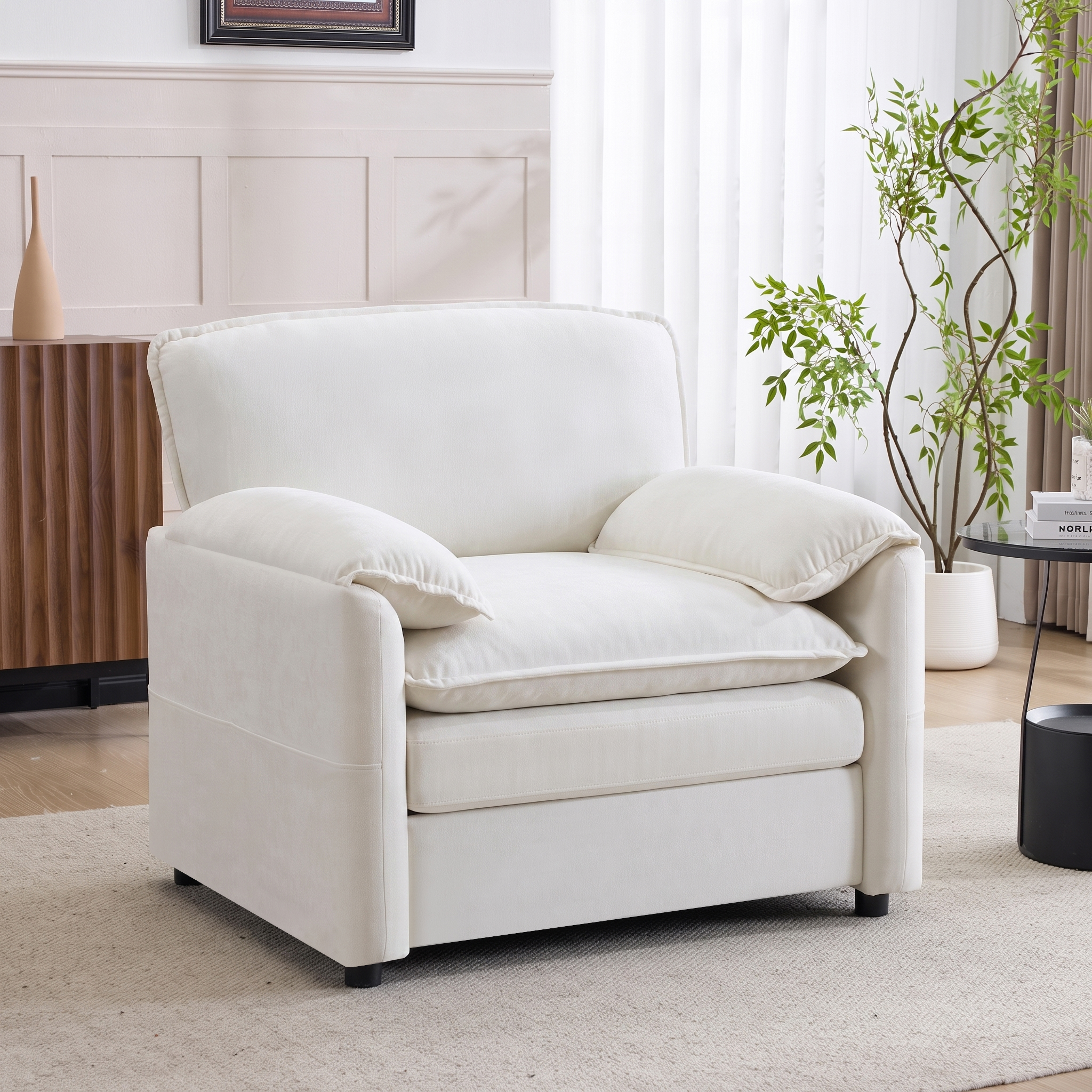 Fauteuil Compact 96x92x90 Cm Style Vintage Avec Assise Profonde Pour Petit Espace
