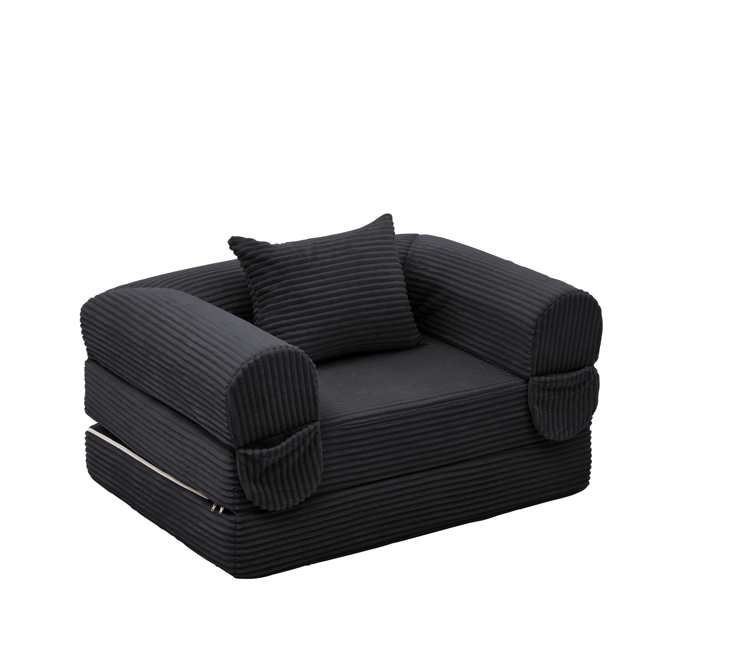 Fauteuil Convertible Sans Outil Transformable En Lit D'appoint Compact Pour Studio Et Salon Noir