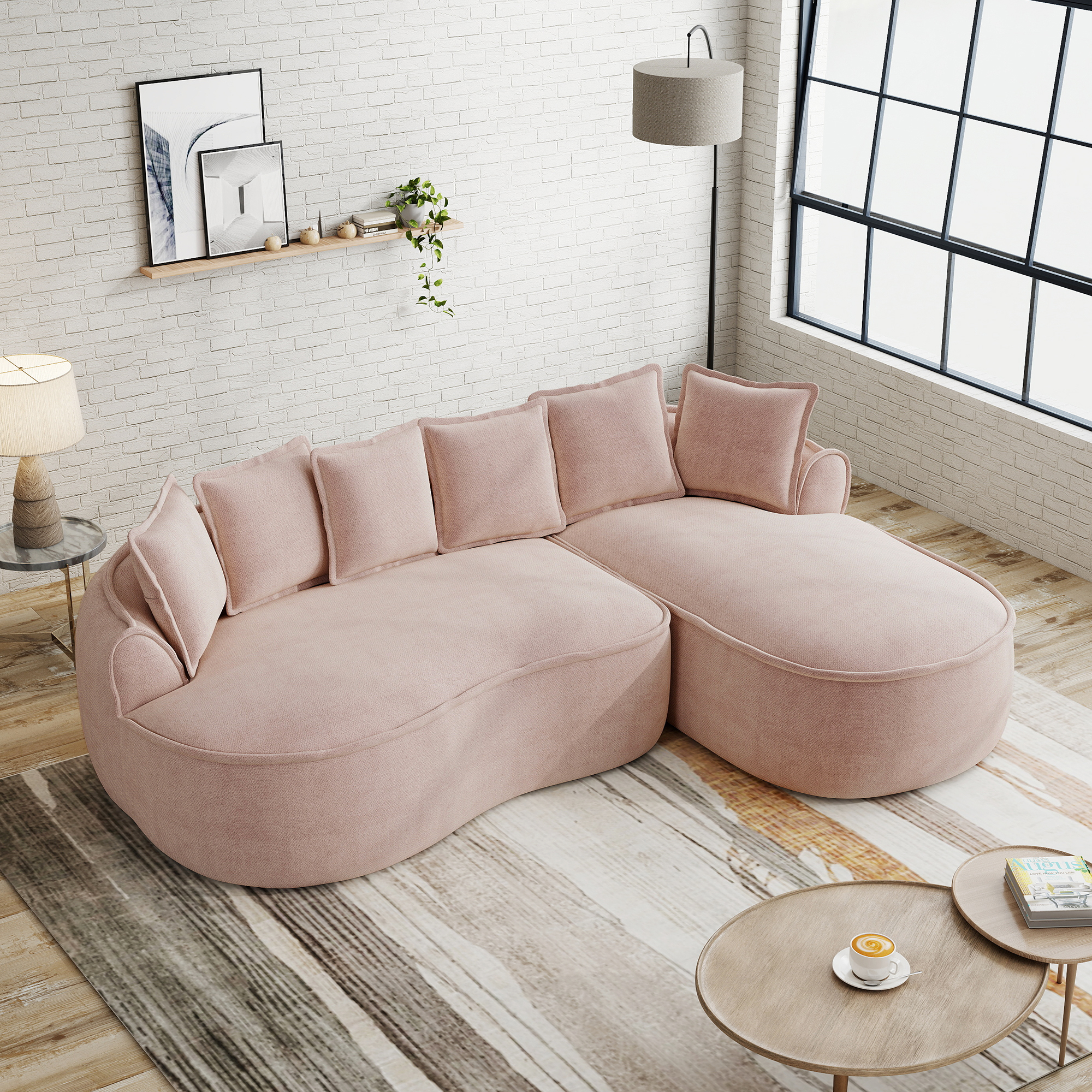 Méridienne Rose Profonde 122 cm Canapé Sans Cadre avec Coussins Inclus Design Ergonomique pour Salon Contemporain