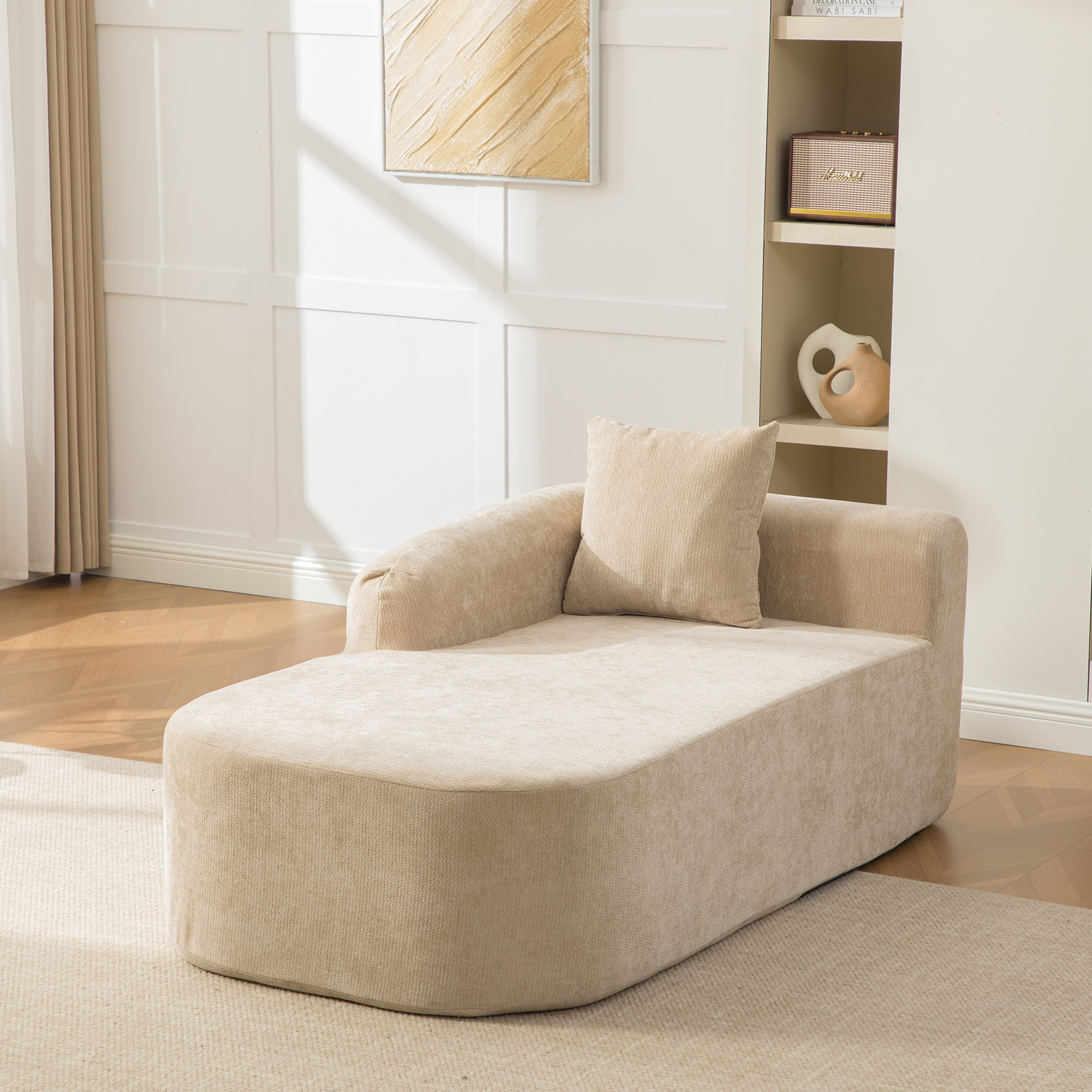 Méridienne Confortable Sans Montage, Extension Allongée pour Repos, Rembourrage Haute Élasticité et Retour Forme Immédiat