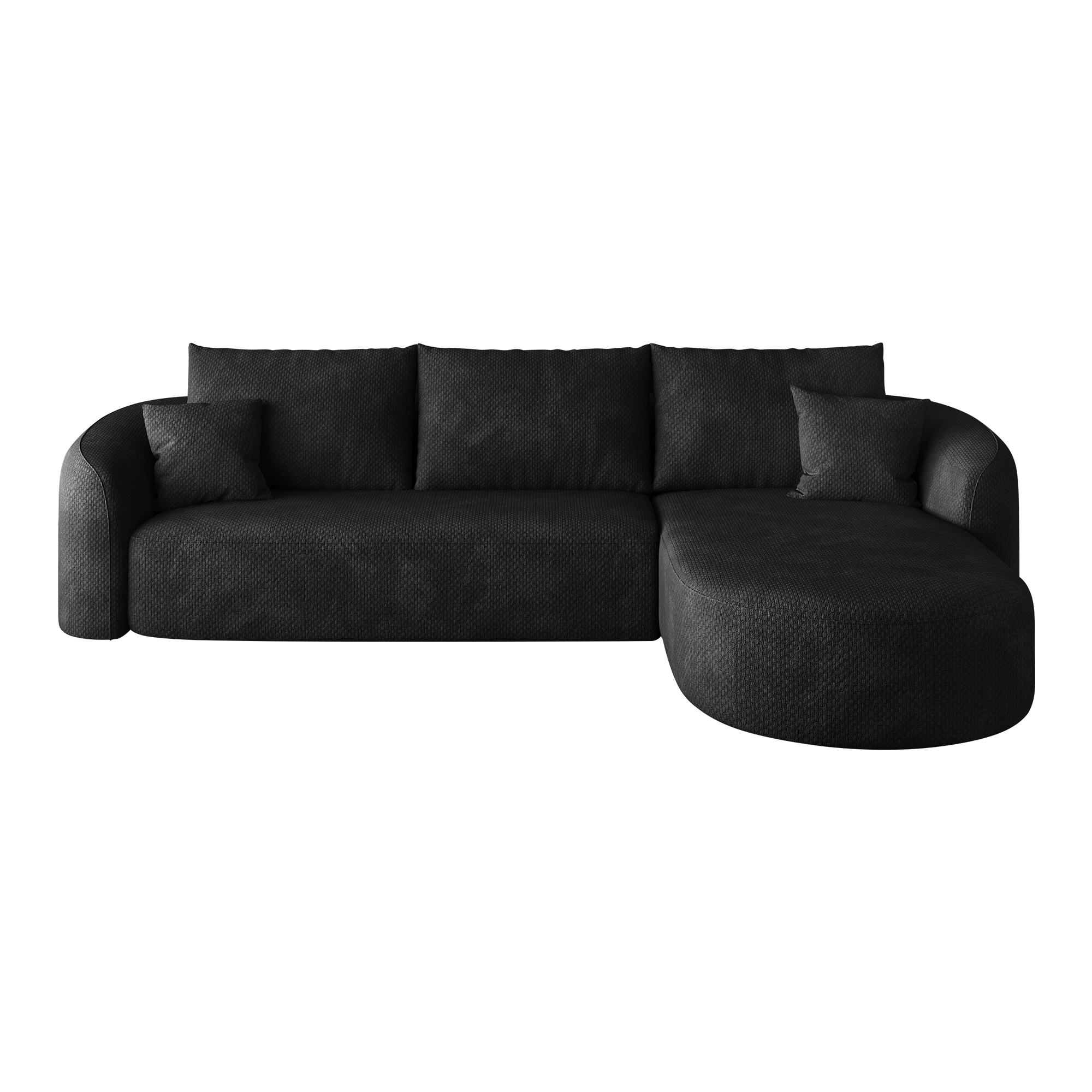 Canapé d'angle modulable noir, canapé en tissu sans montage, structure flottante moderne pour salon et chambre, dimensions 266x168 cm