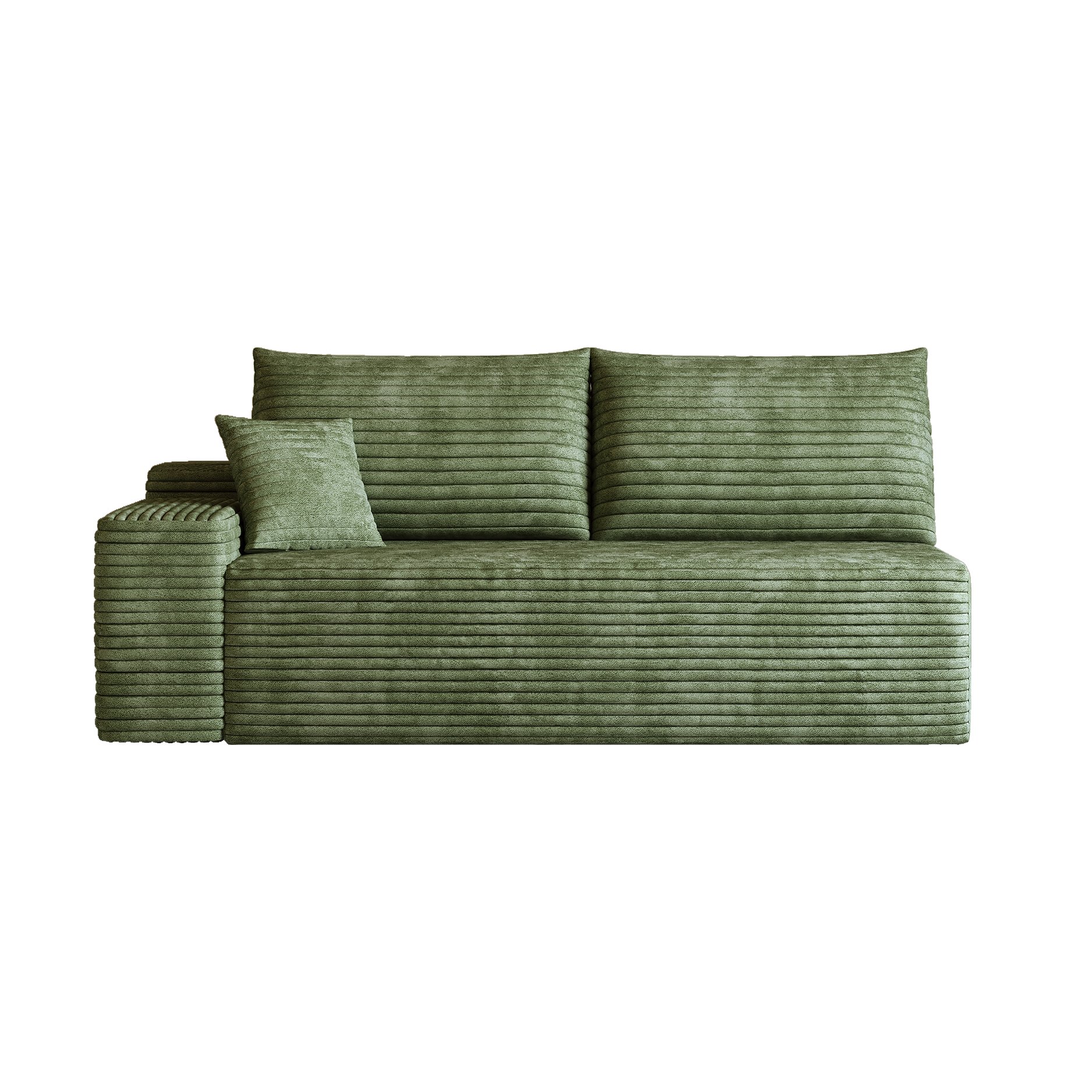Canapé 2 places vert en tissu velours côtelé sans montage, structure modulaire pour salon moderne et chambre, confort nuage immédiat