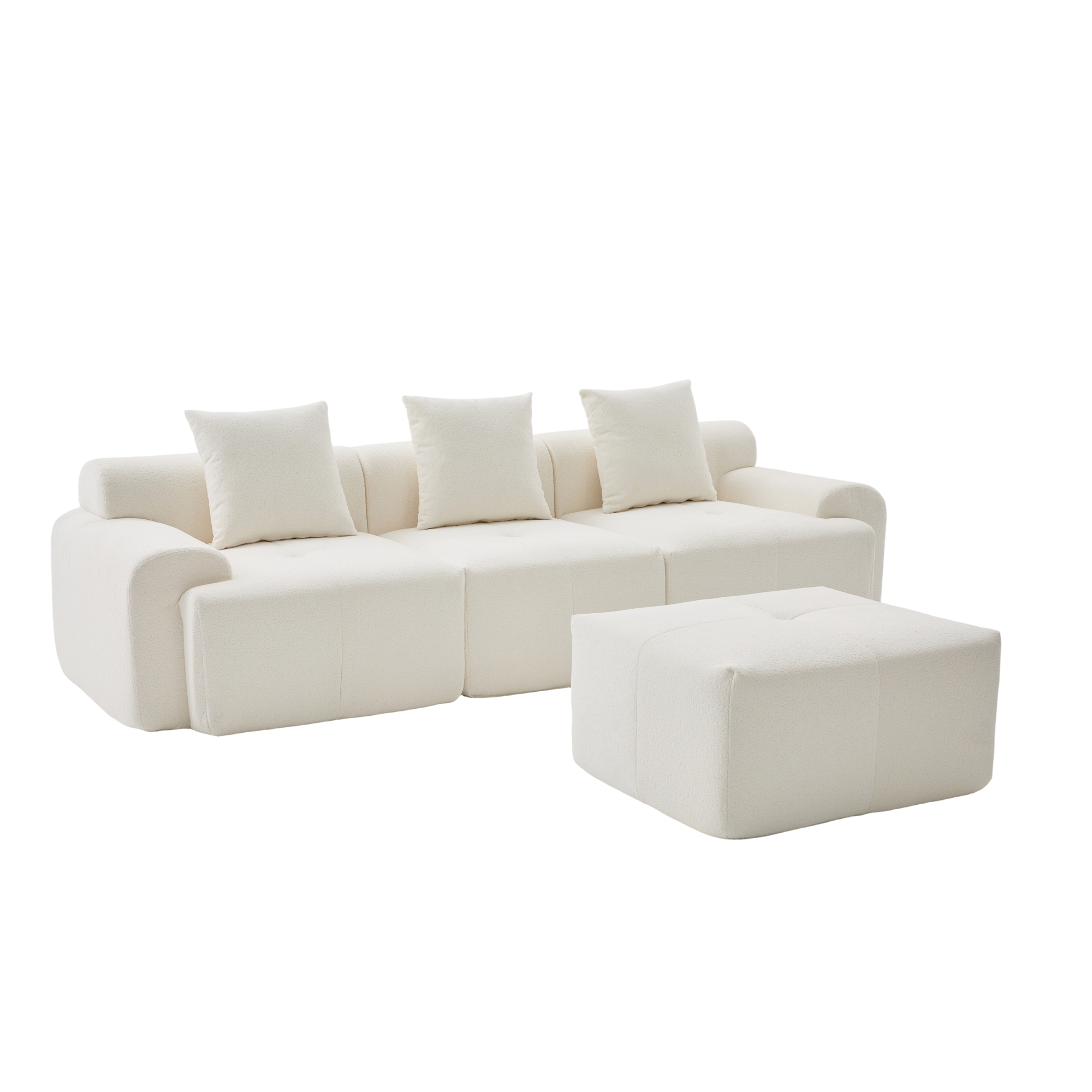 Canapé d'angle modulable 3 places revêtement tissu côtelé beige structure robuste avec rangement sous le couchage