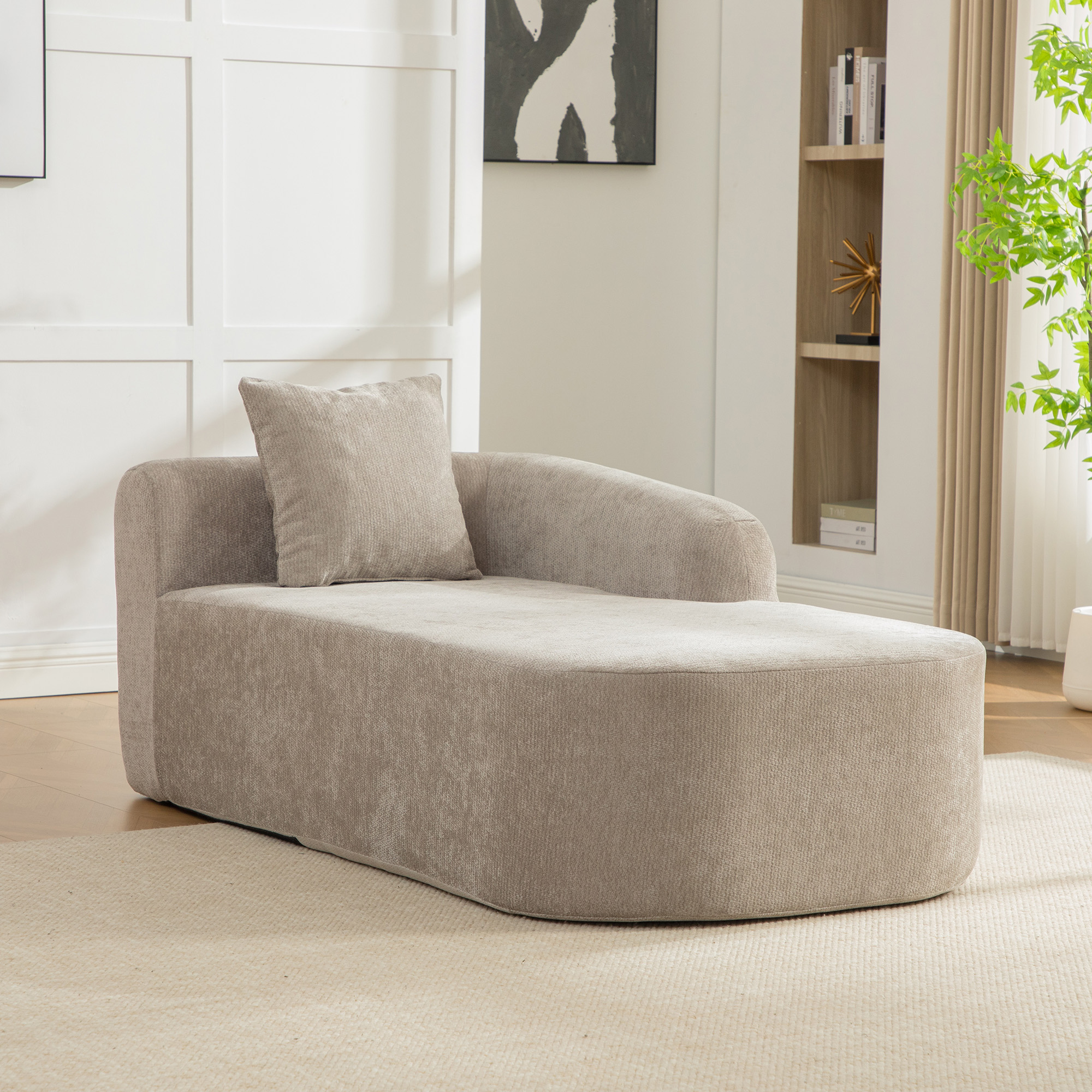 Canapé Modulable en Tissu Chenille Gris, Design Contemporain pour Salon, Confort Moelleux et Moderne