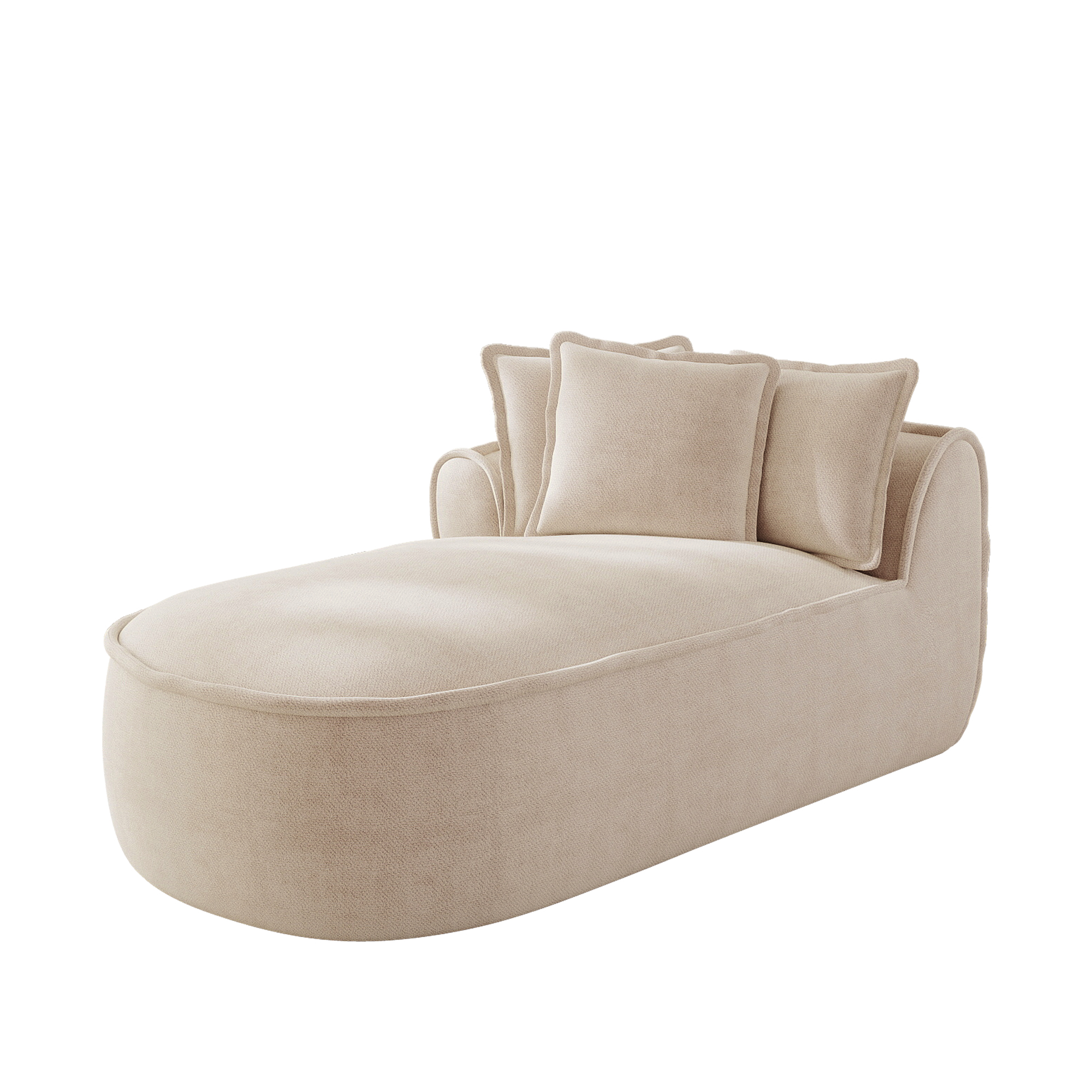 Canapé méridienne gauche sans montage avec assise profonde et dossier ergonomique en chenille taupe clair